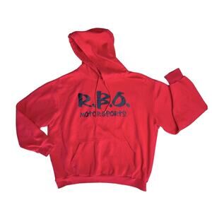 H&M DIVIDED Red ‘R.B.O. MOTORSPORTS’ Hoodie Sweatshirt Men’s Size XL